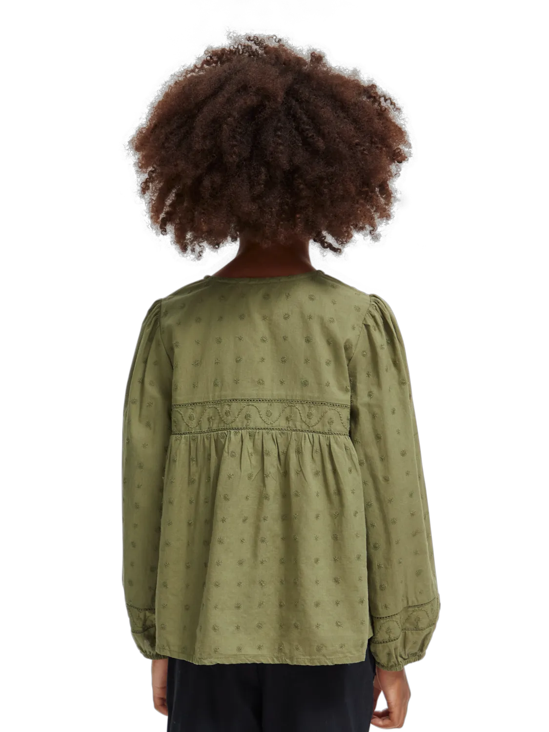 Girls' Broderie Anglaise Paneled Top