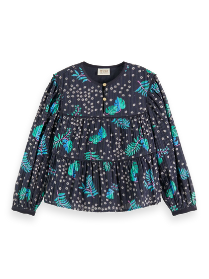 Girls' All-Over Printed Satin Binding Top