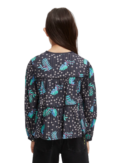 Girls' All-Over Printed Satin Binding Top