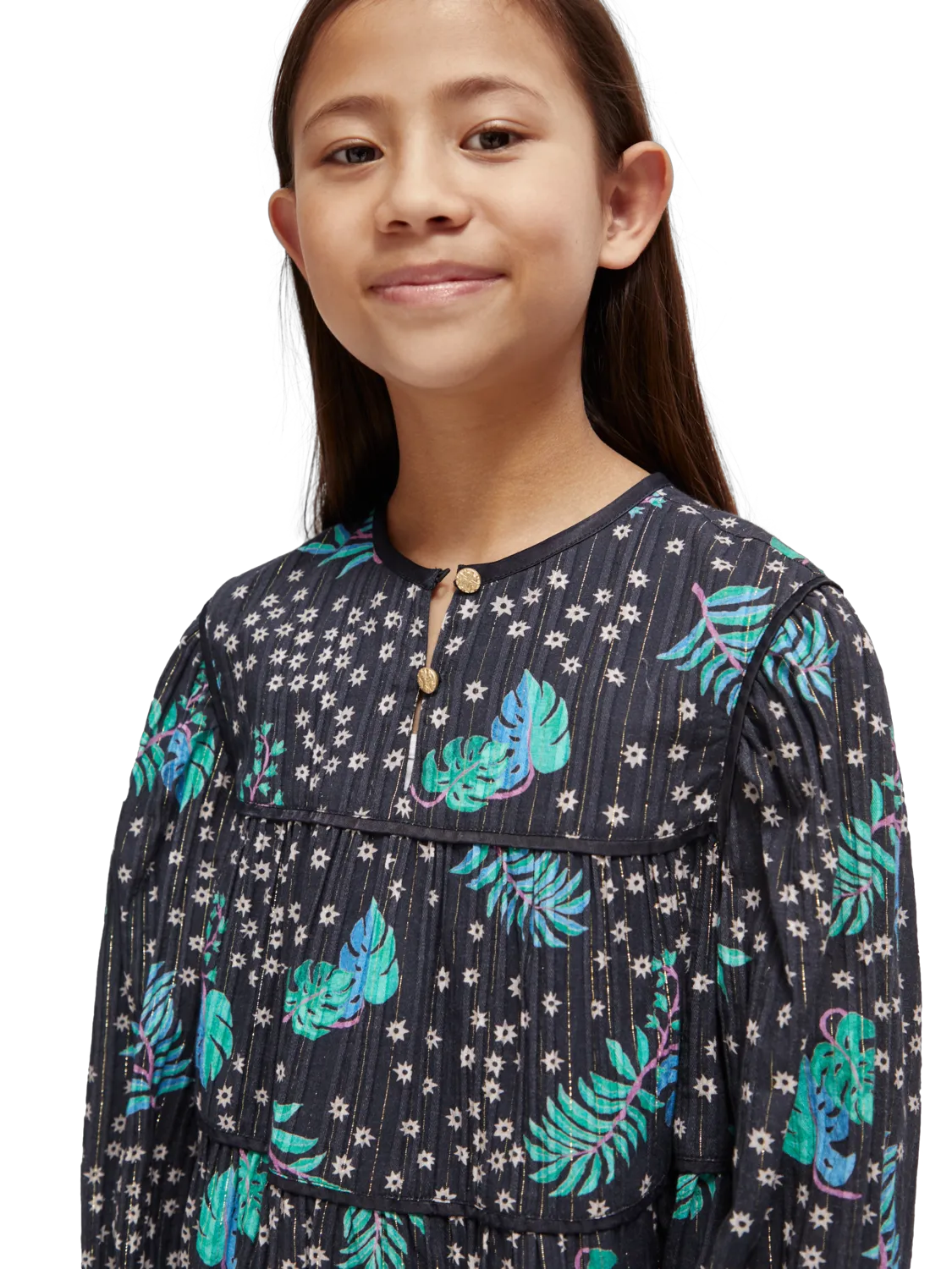 Girls' All-Over Printed Satin Binding Top