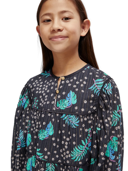 Girls' All-Over Printed Satin Binding Top