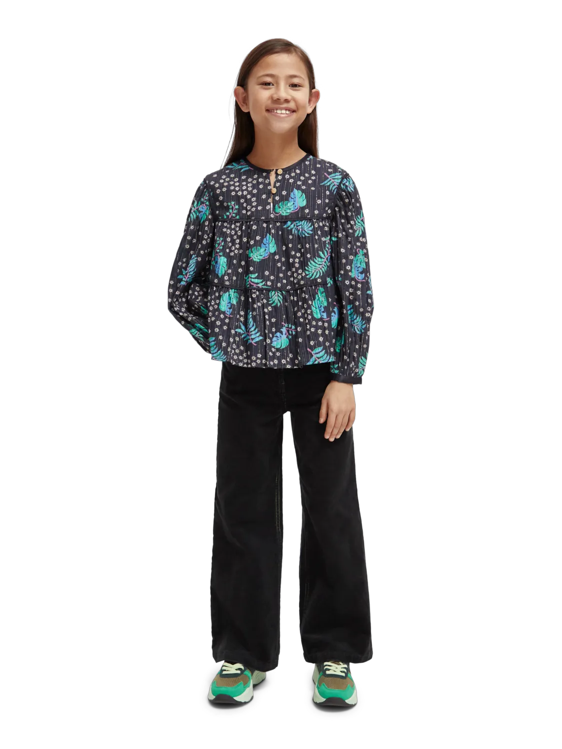 Girls' All-Over Printed Satin Binding Top