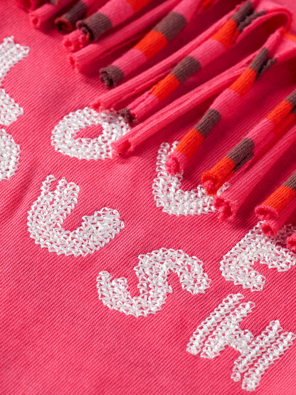 Love Crush Fringed Heart Oversized-Fit T-Shirt
