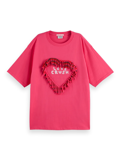 Love Crush Fringed Heart Oversized-Fit T-Shirt