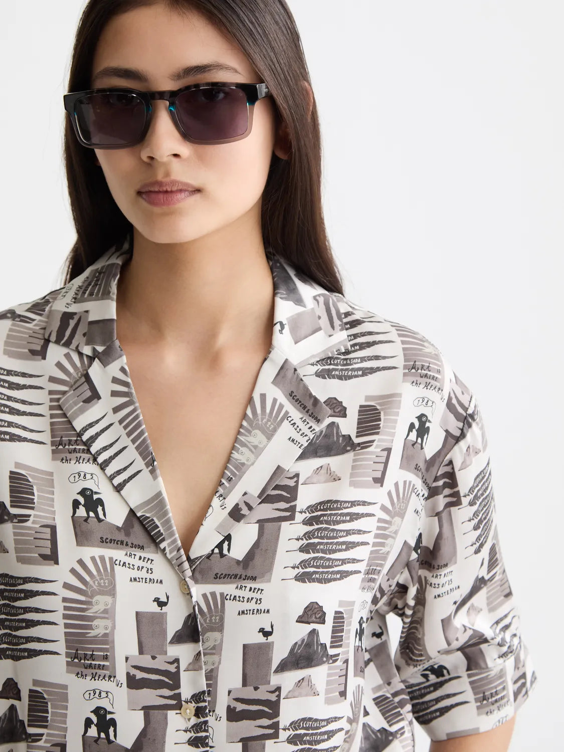Printed Short Sleeve Fluid Shirt
