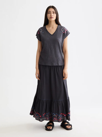 Embroidered V-Neck T-Shirt
