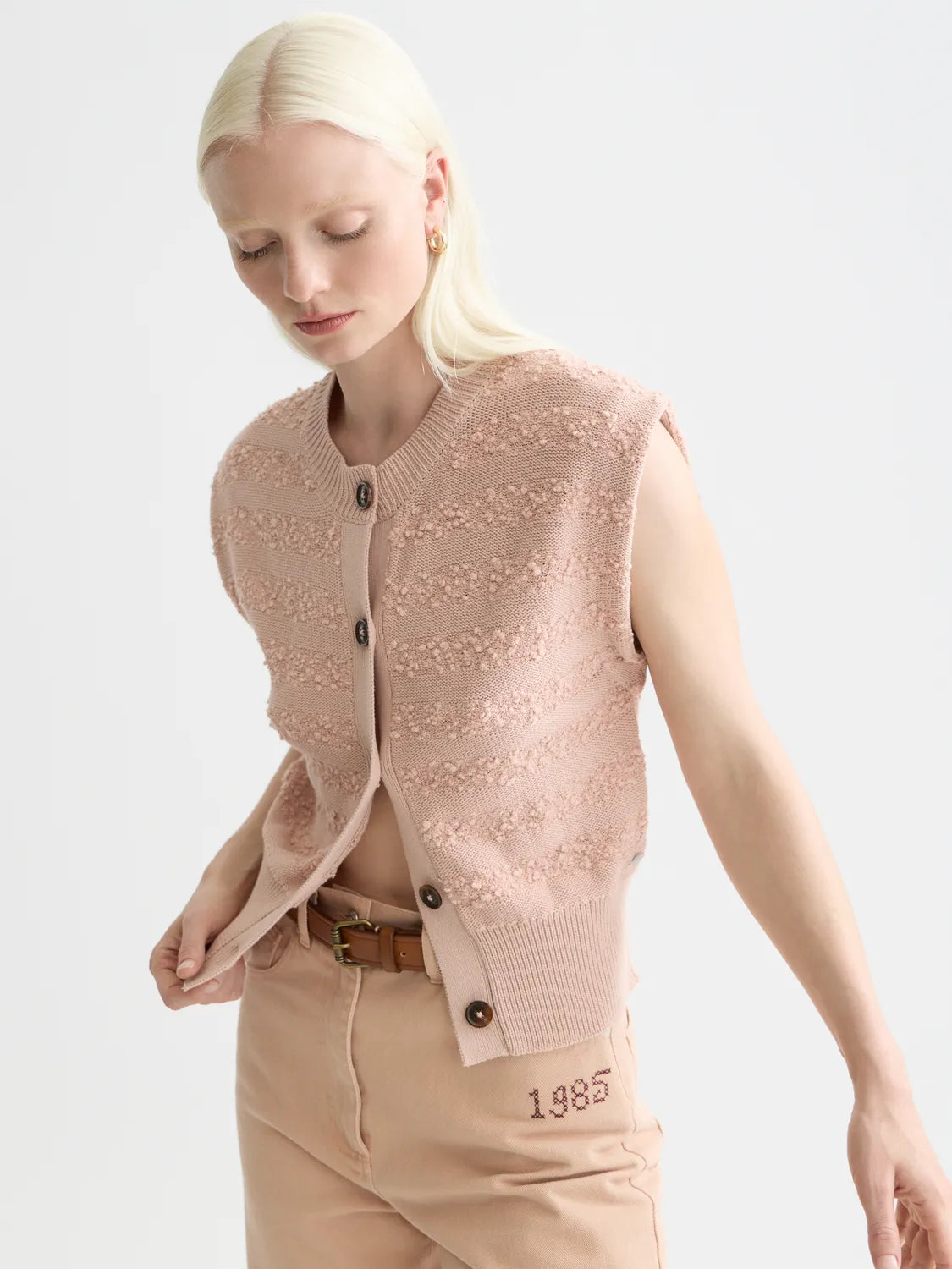 Boucle Stripe Crew Neck Spencer