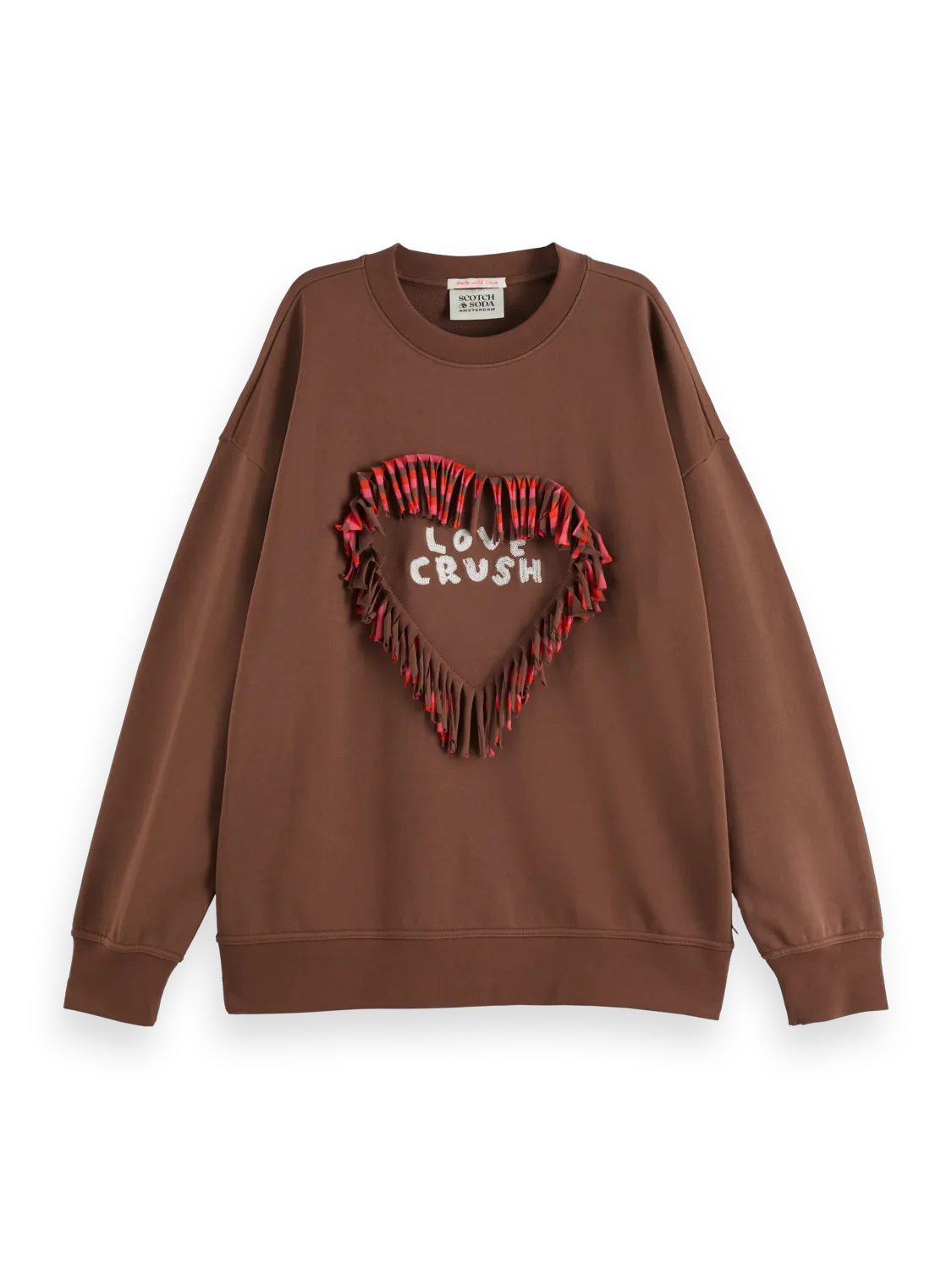 Love Crush Fringed Heart Oversized-Fit Sweatshirt