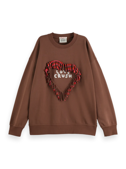 Love Crush Fringed Heart Oversized-Fit Sweatshirt
