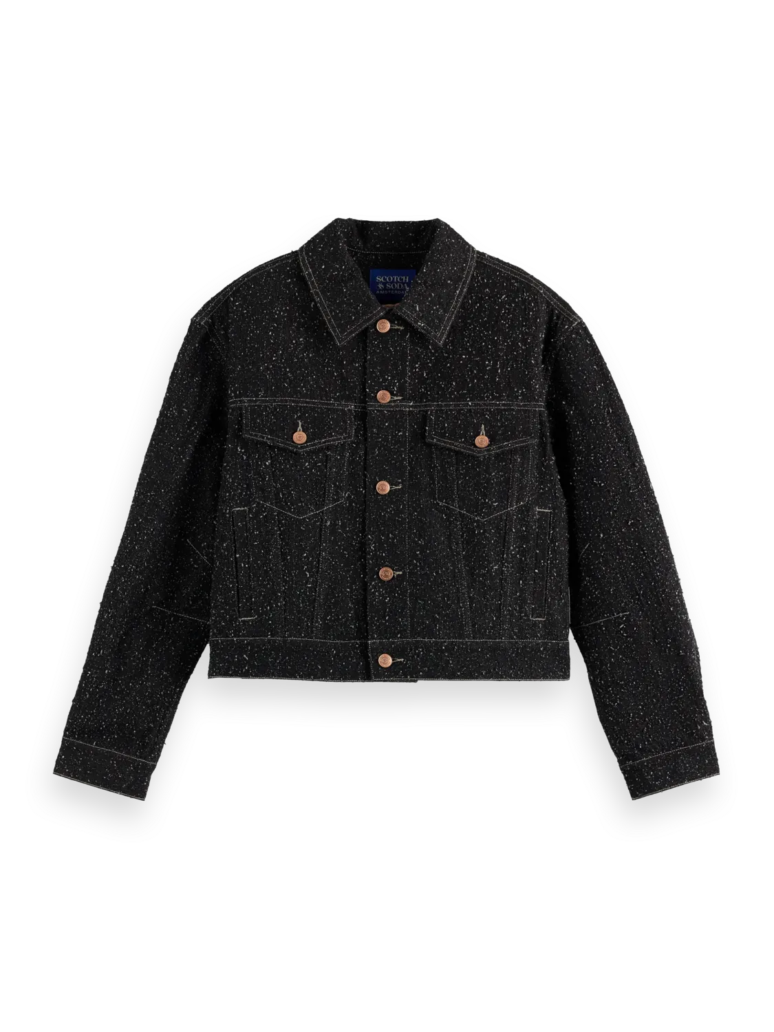 Black denim textured oversized jacket — Black Snow