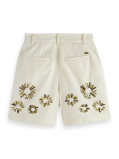 Embellished High Rise Shorts