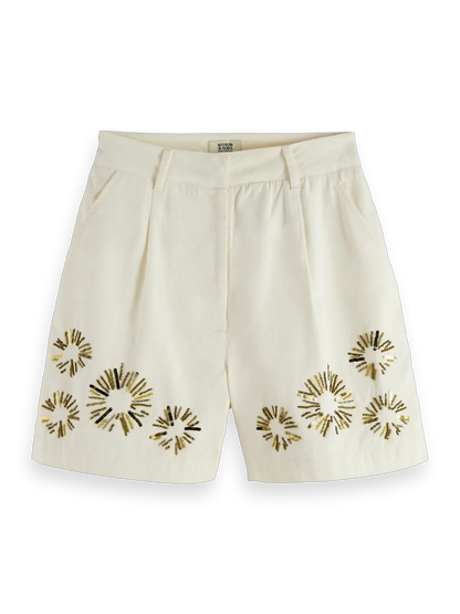 Embellished High Rise Shorts