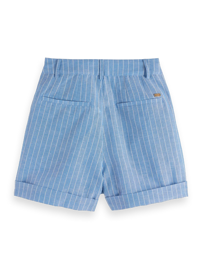 High Rise Linen Printed Shorts