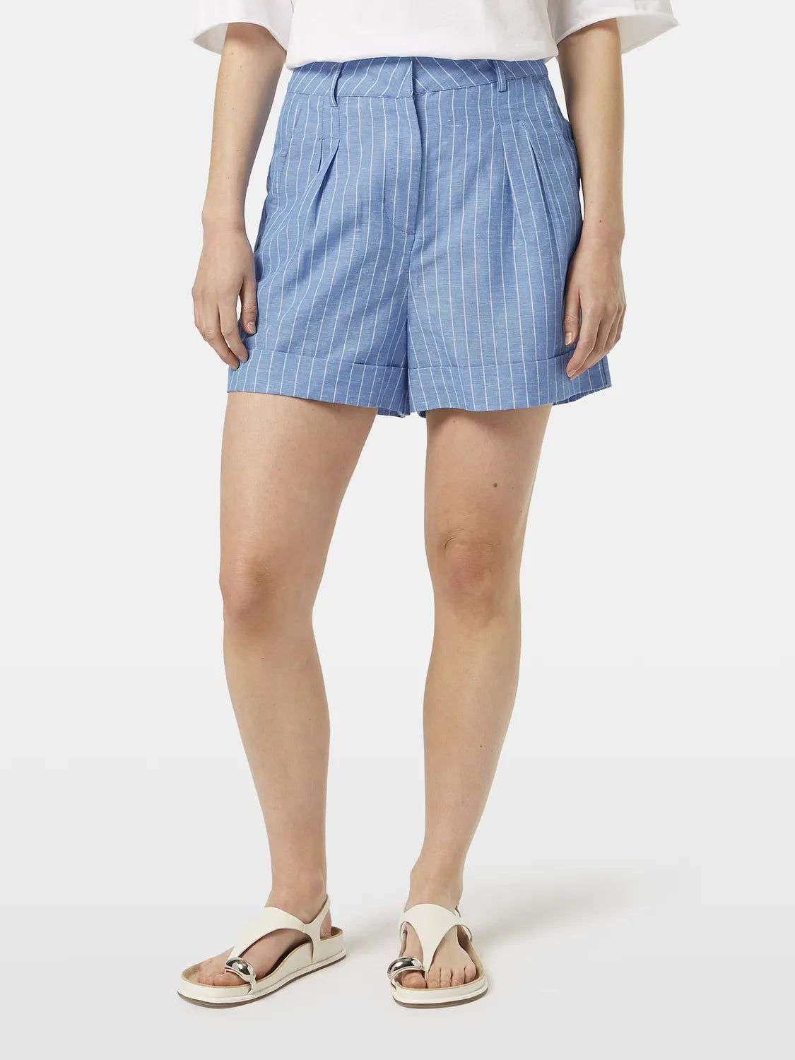 High Rise Linen Printed Shorts