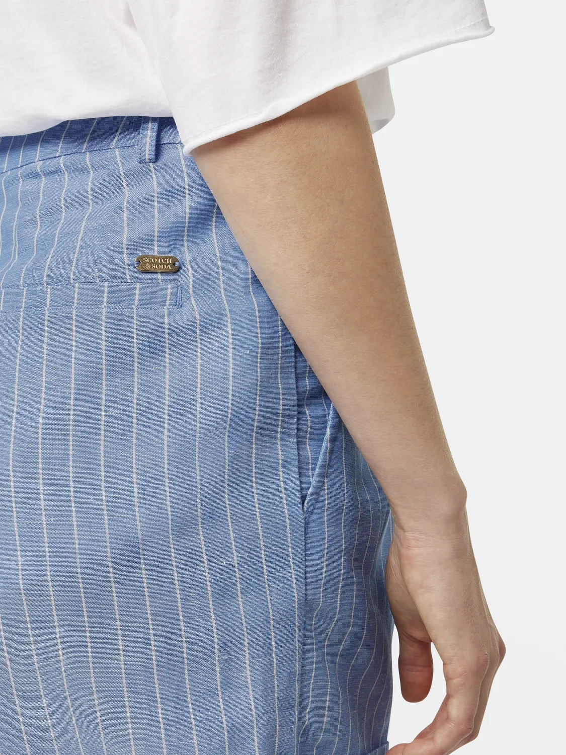 High Rise Linen Printed Shorts