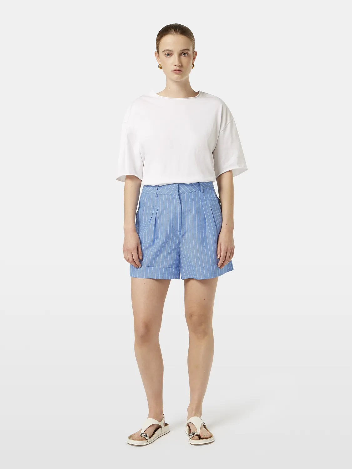 High Rise Linen Printed Shorts