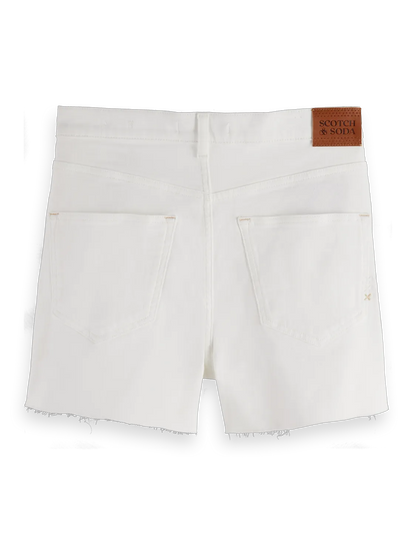 The Ray Cut Off Denim Short | White