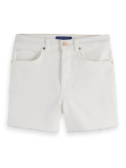 The Ray Cut Off Denim Short | White