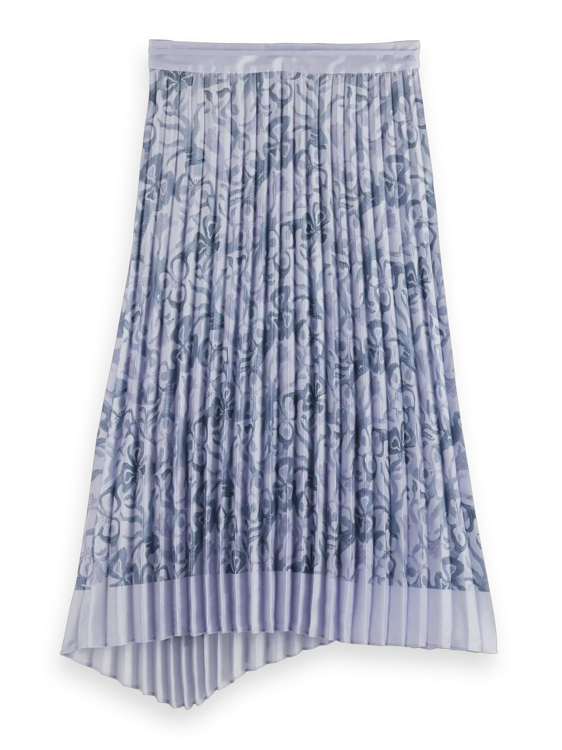Asymmetrical pleated wrap midi skirt