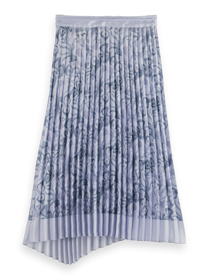 Asymmetrical pleated wrap midi skirt
