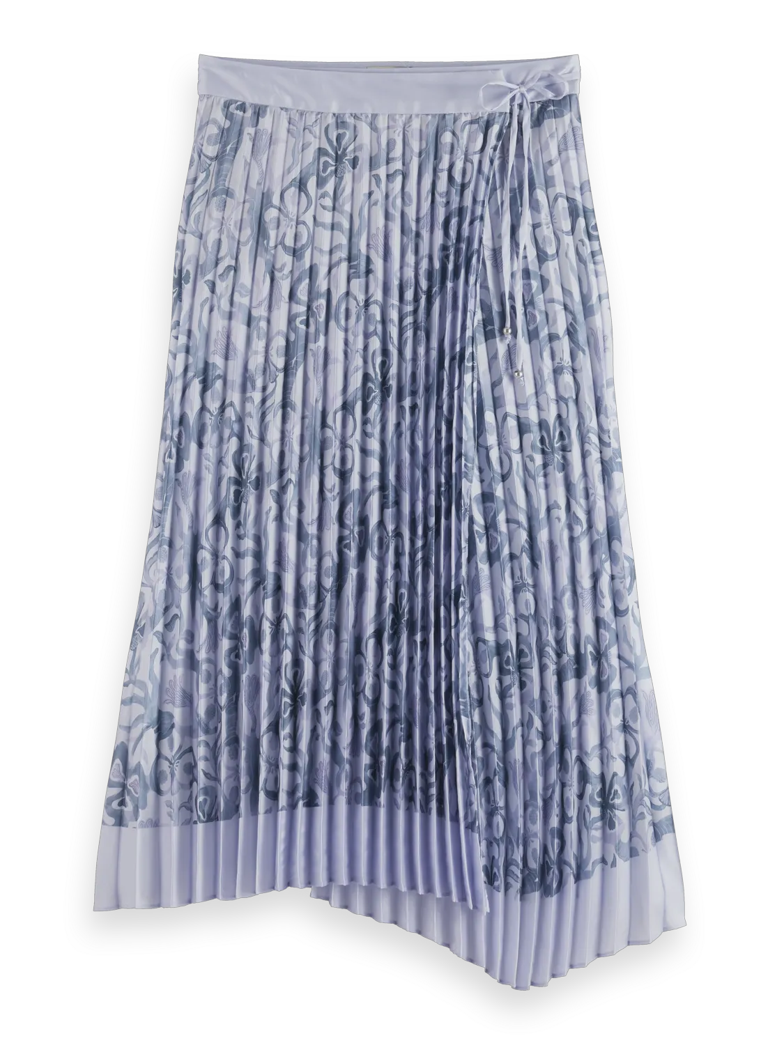 Asymmetrical pleated wrap midi skirt