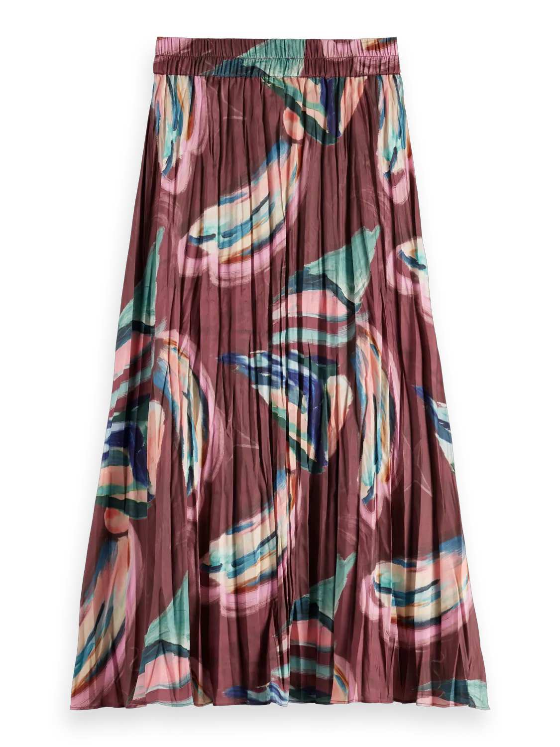 Crinkle pleat midi skirt