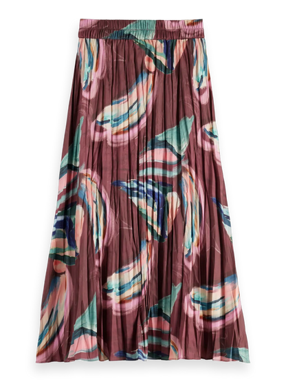 Crinkle pleat midi skirt