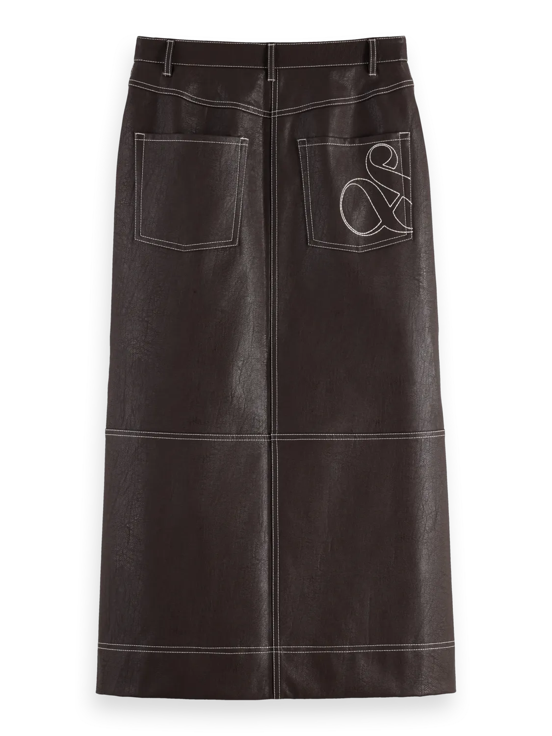 Faux Leather midi skirt with front slit