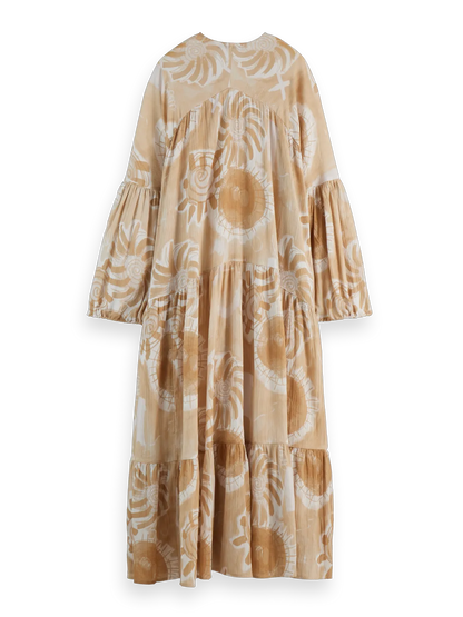 Abstract Sun Printed Crinkle Maxi Dress
