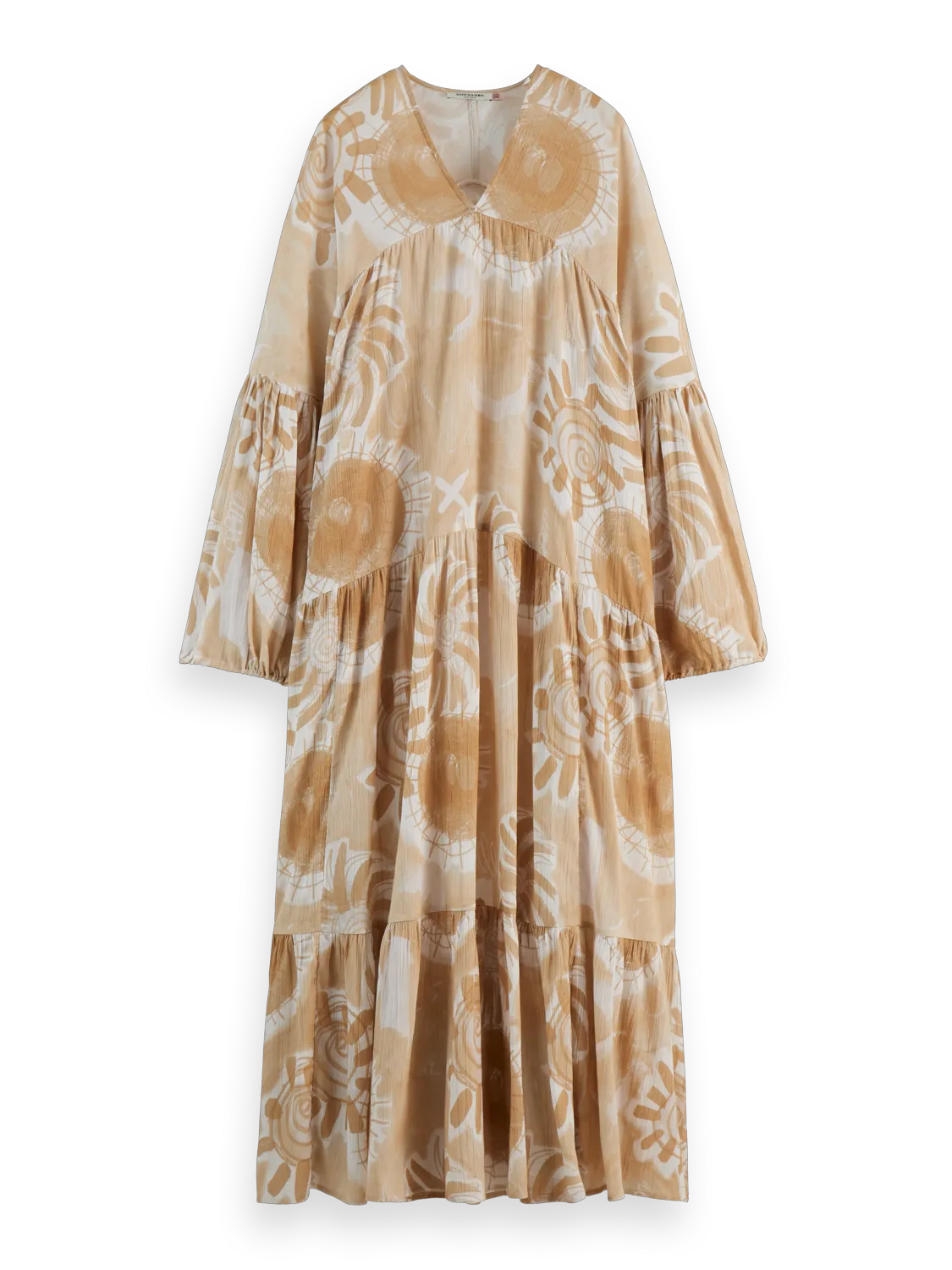 Abstract Sun Printed Crinkle Maxi Dress