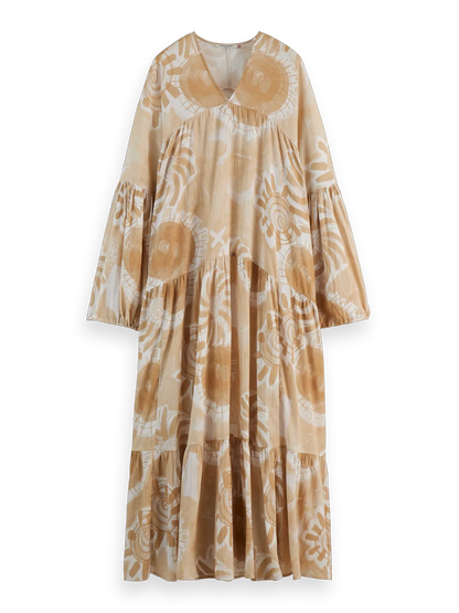 Abstract Sun Printed Crinkle Maxi Dress