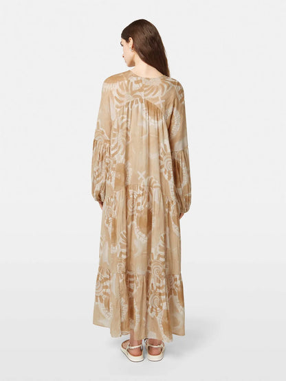 Abstract Sun Printed Crinkle Maxi Dress