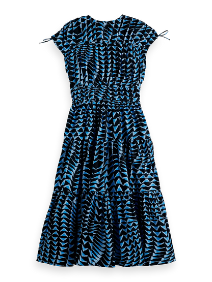 Tiered Poplin Midi Dress