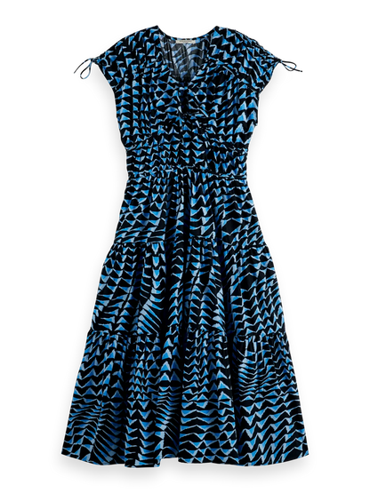 Tiered Poplin Midi Dress