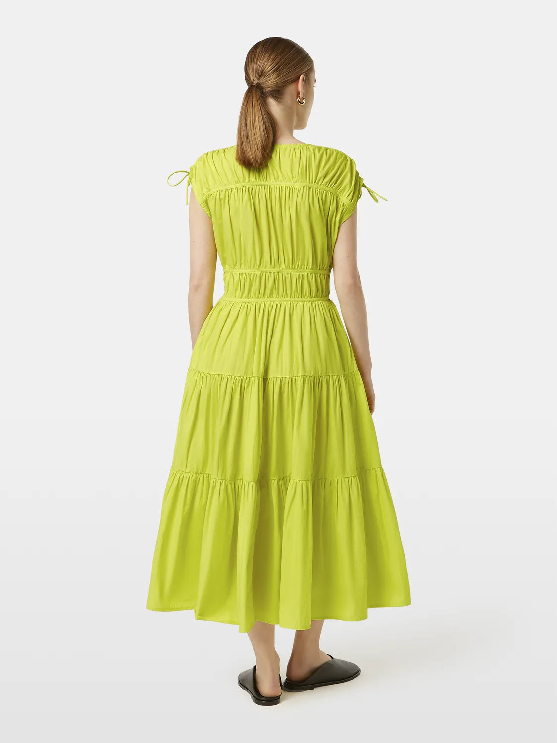 Tiered Poplin Midi Dress
