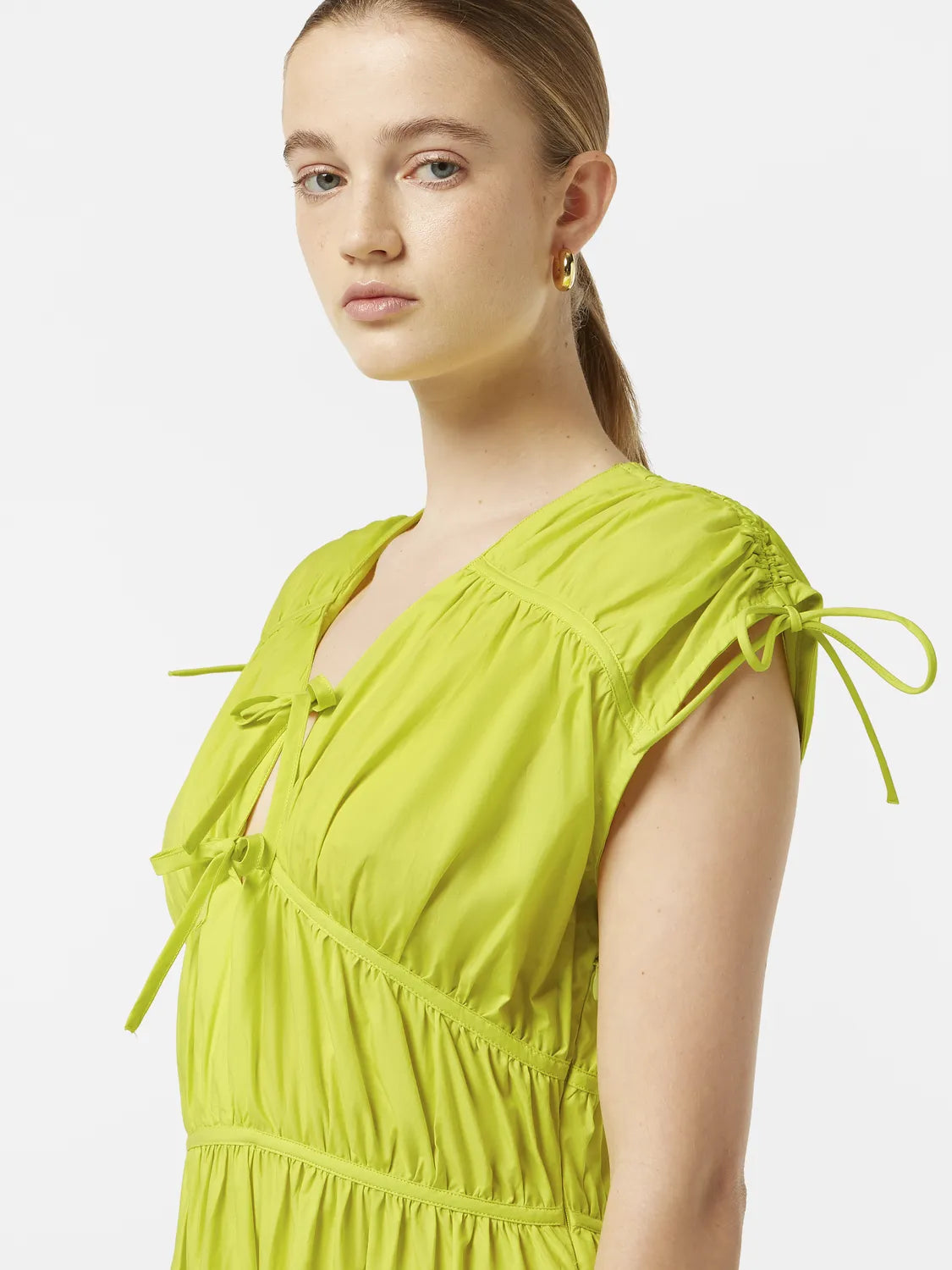 Tiered Poplin Midi Dress