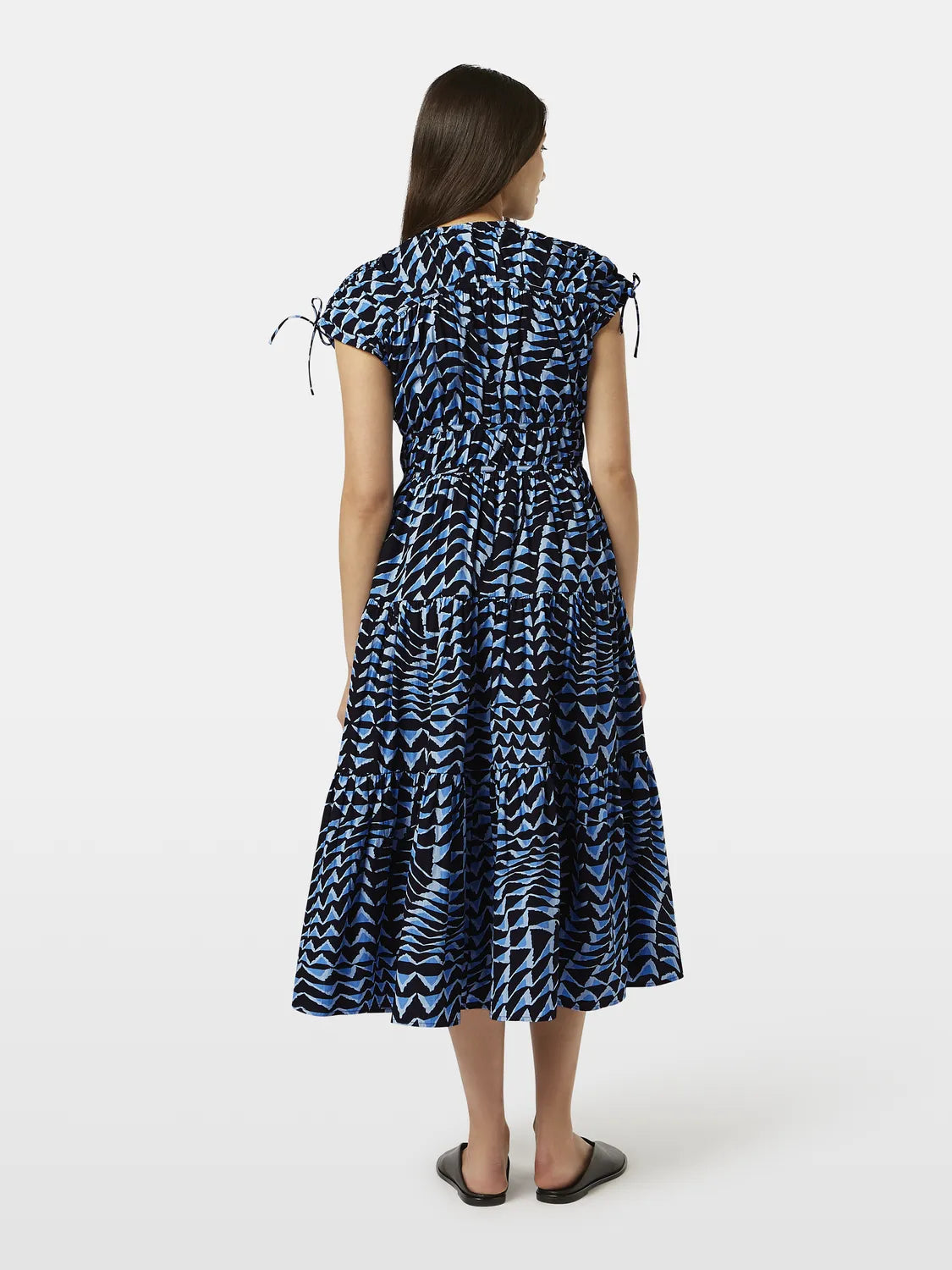 Tiered Poplin Midi Dress