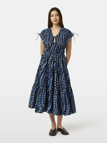 Tiered Poplin Midi Dress