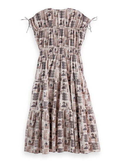 Gathered Midi Dress With Tied Details