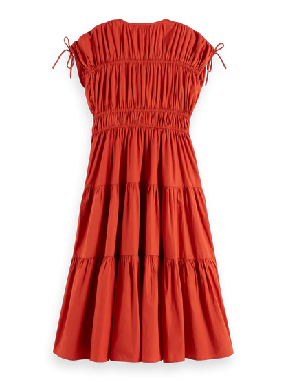 Gathered Midi Dress With Tied Details