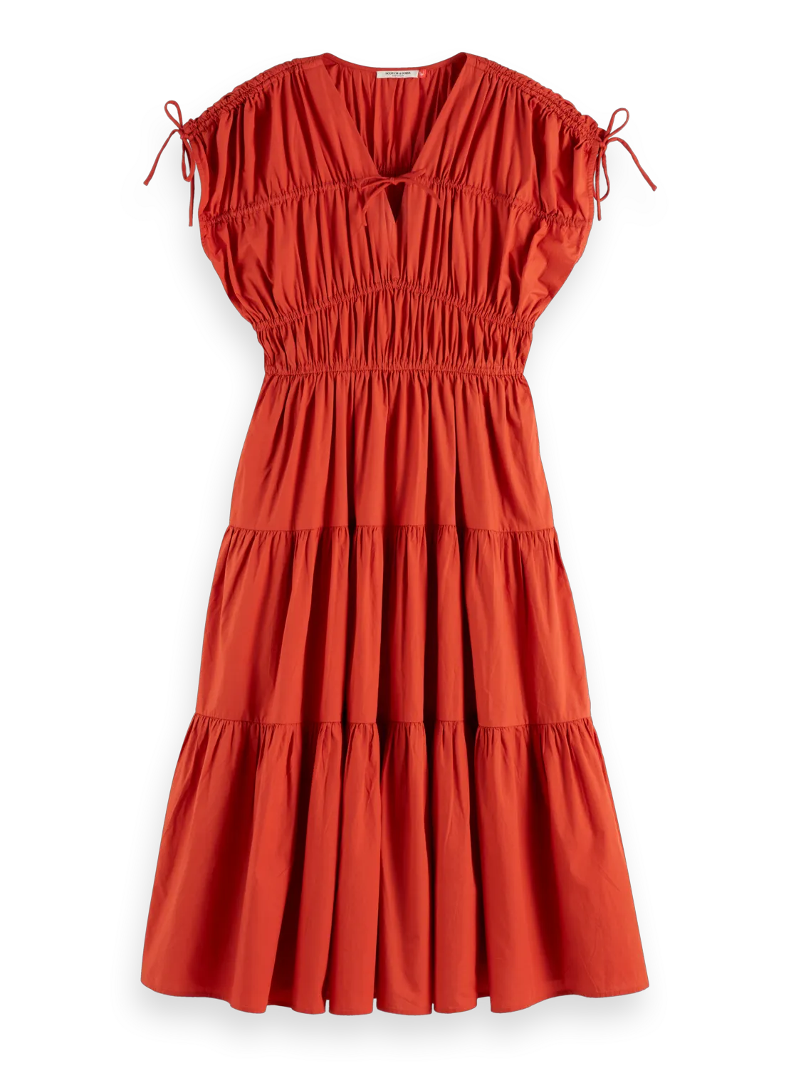 Gathered Midi Dress With Tied Details