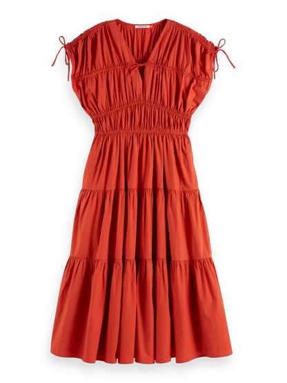 Gathered Midi Dress With Tied Details