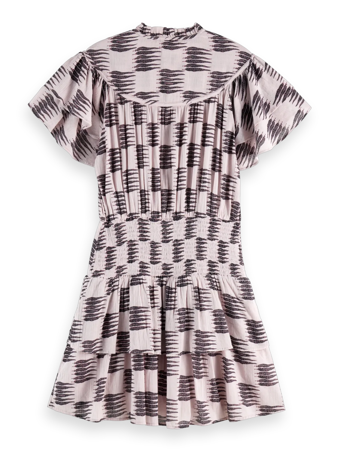 Ruffled Mini Dress With Gathered Waist