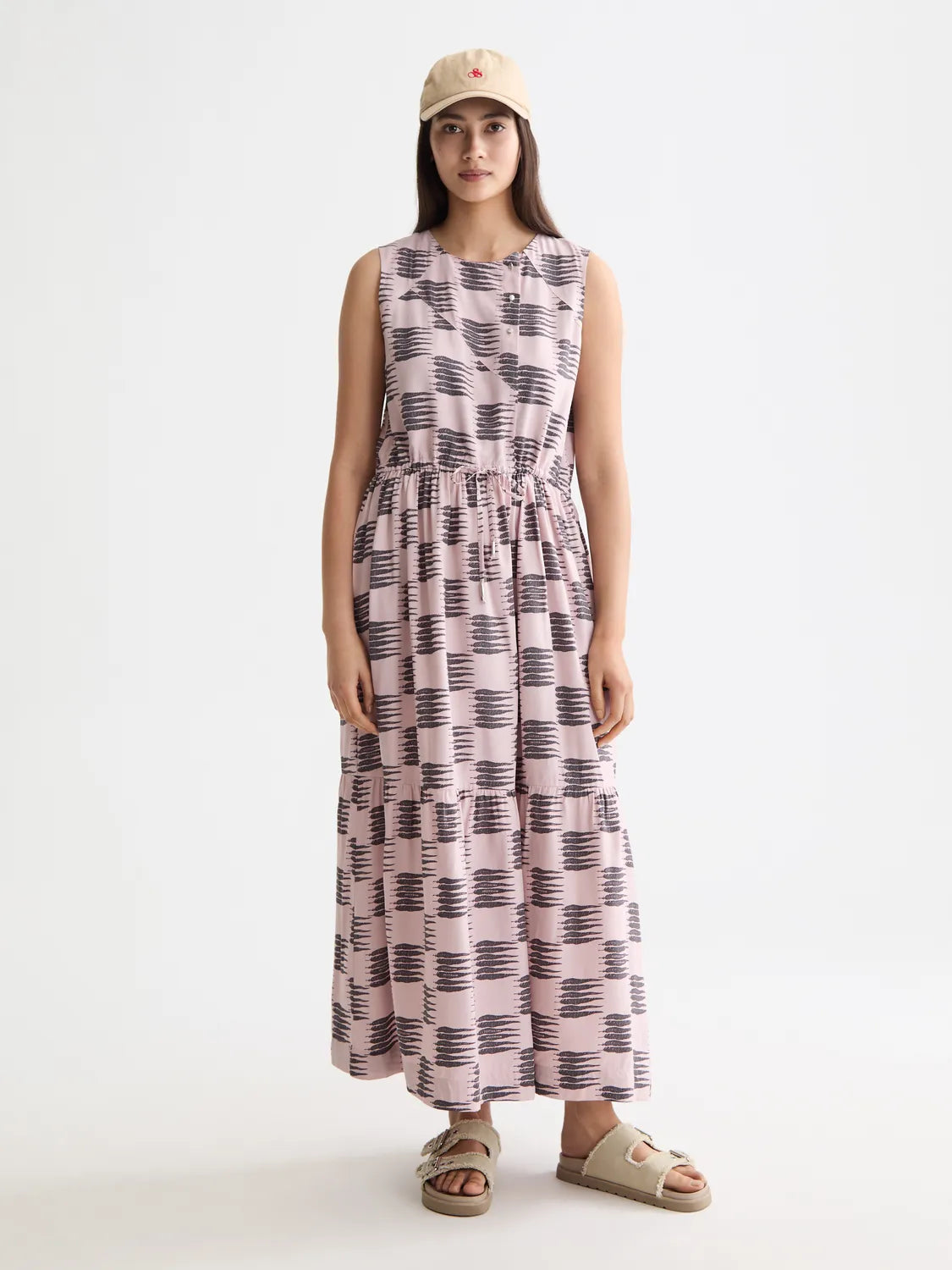 Midi Dress With Gathered Waist