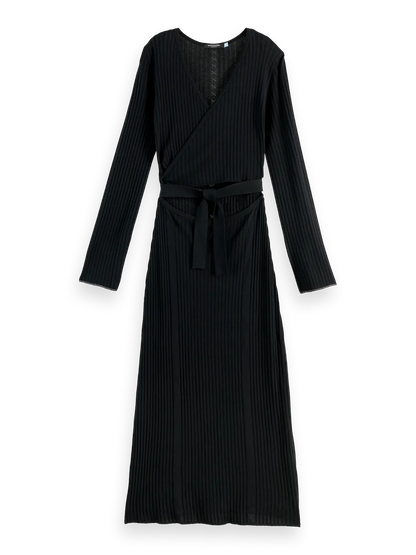 Rib knitted wrap dress