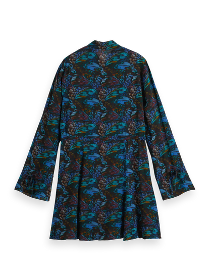 Printed long sleeve mini dress