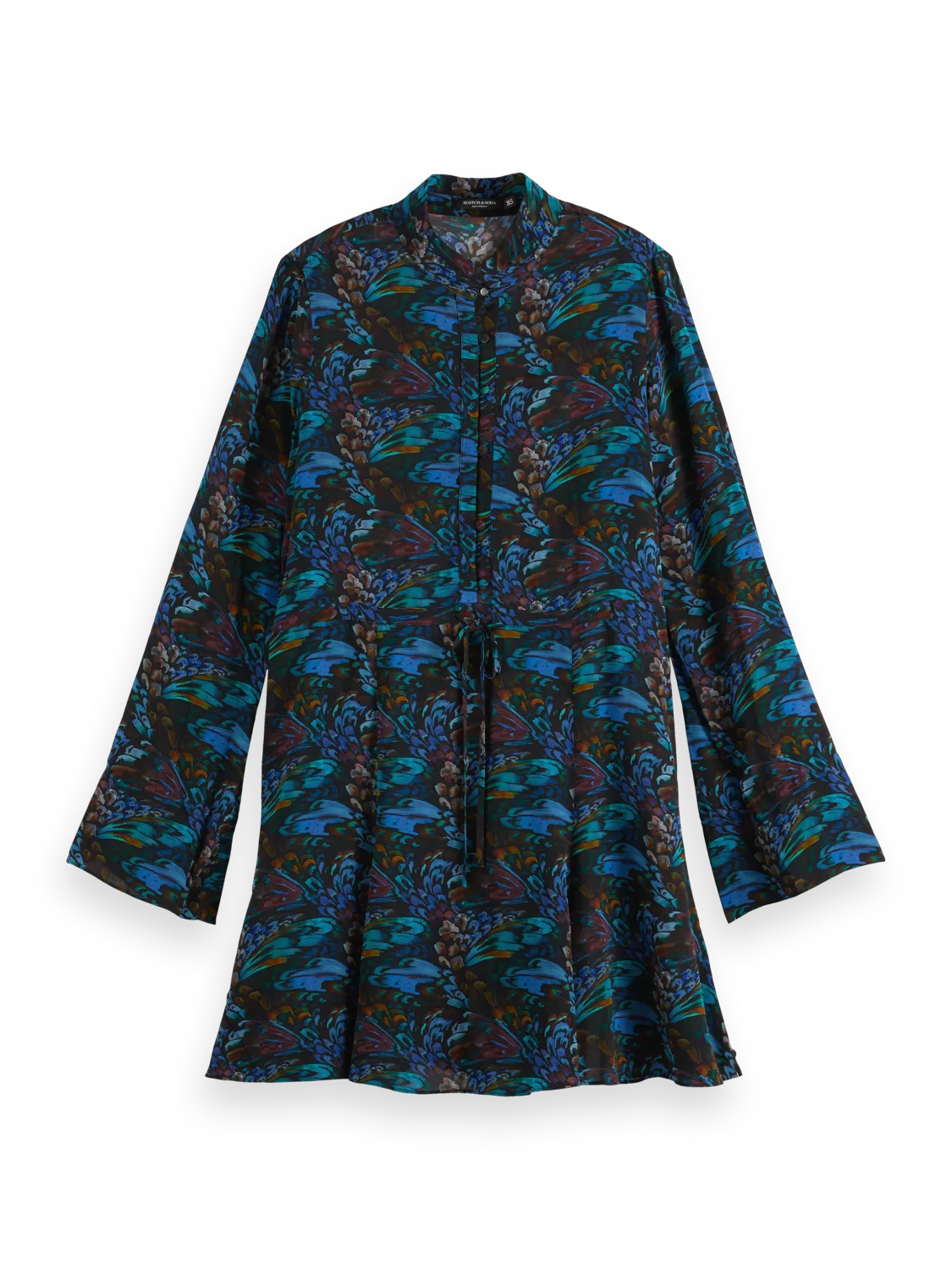 Printed long sleeve mini dress