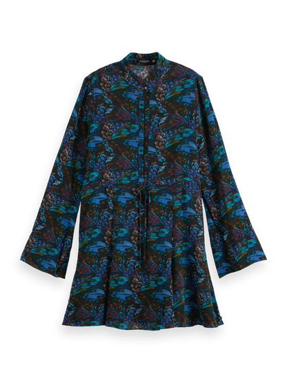 Printed long sleeve mini dress