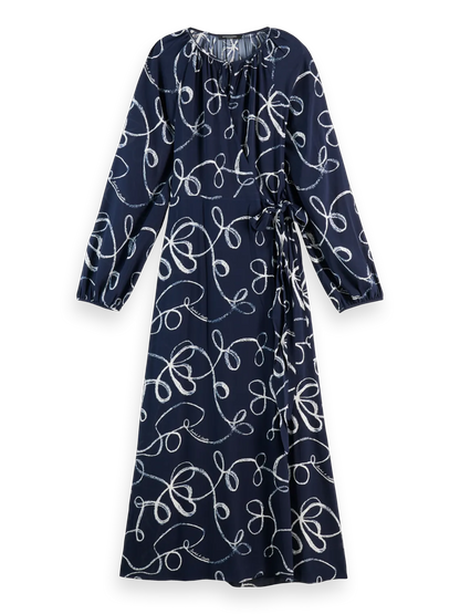 Midi wrap dress with key hole