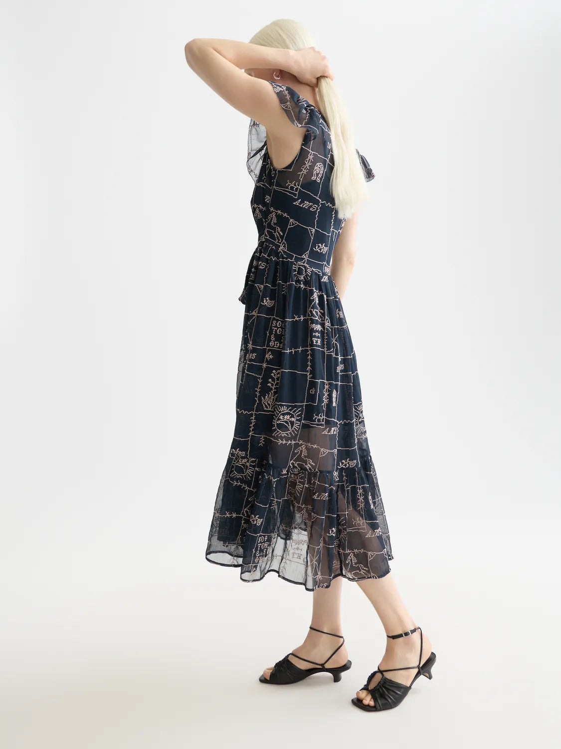 Cross-Stitch Embroidered Midi Dress